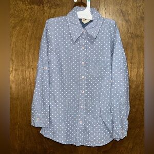Polka Dot Button down long sleeve Flower Buttons